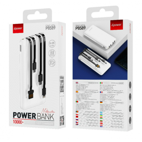 Power Bank 10000 Mah + Cables 3 in 1